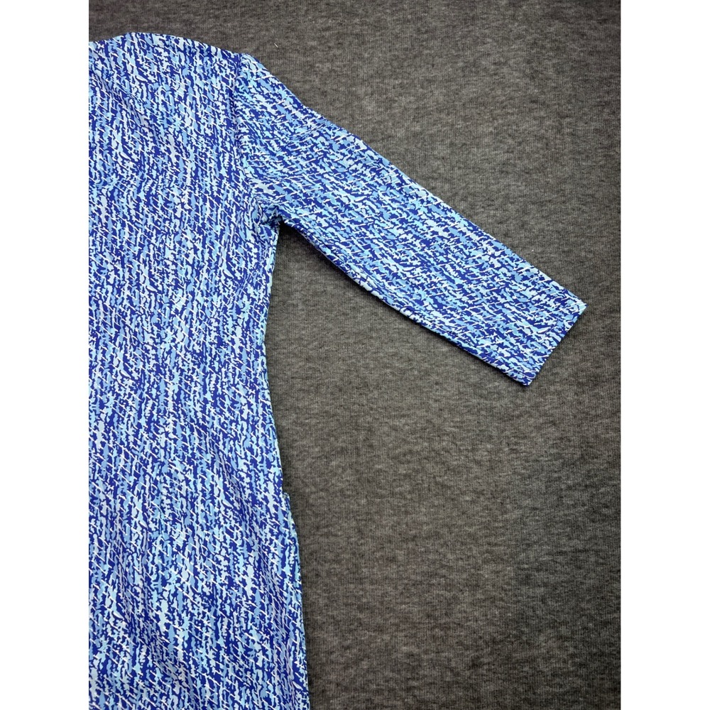 J.McLaughlin Catalina Cloth Sheath Dress Blue White Abstract Print Pockets S - Picture 3 of 12